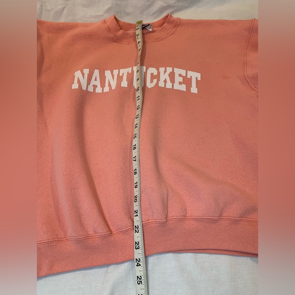 Vintage Nantucket Women’s Sweatshirt Large Peach/Pink Spellout Poly Cotton - Picture 6 of 7